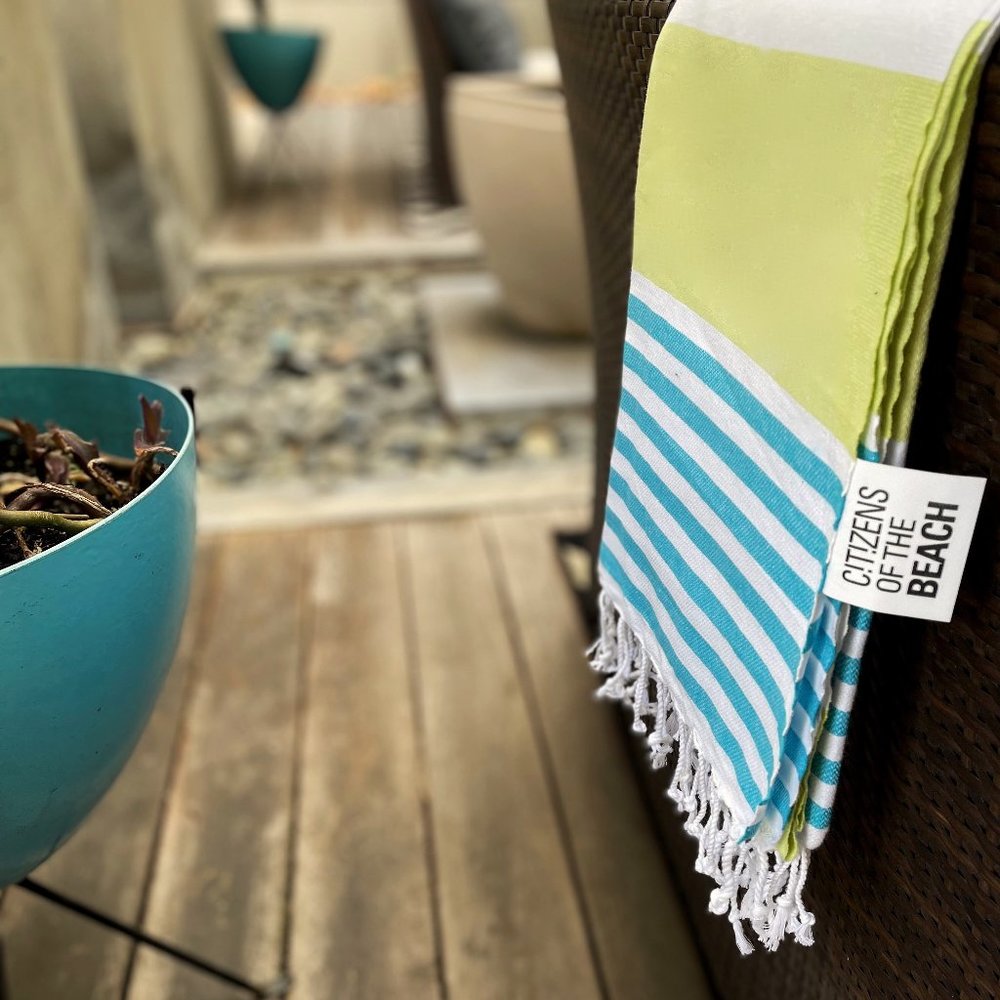 Sand Free Green Blue 100% Turkish Cotton Beach Bath Towel Citizens of the Beach